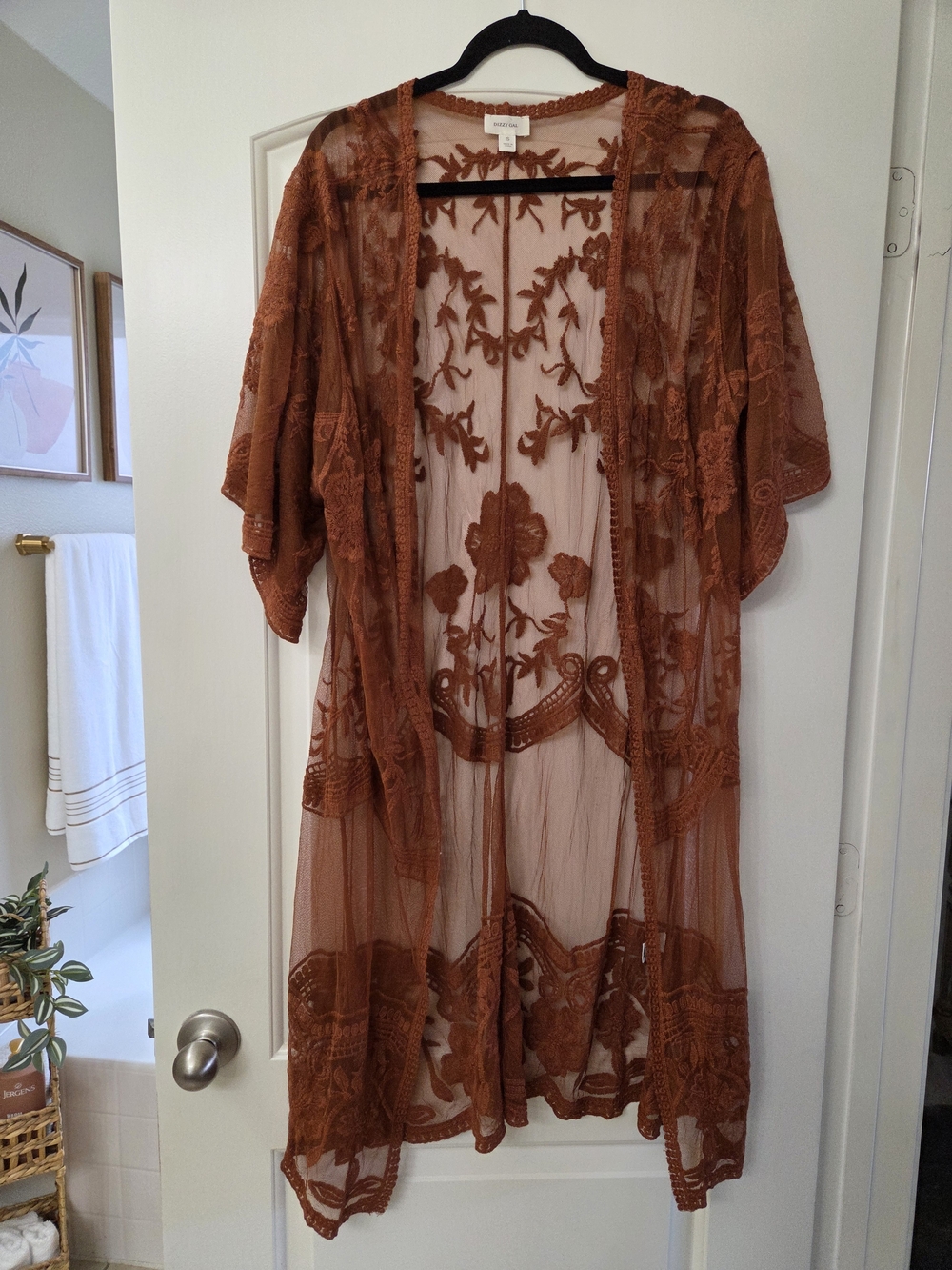 Dizzy Gal Brown Sheer Embroidered Overlay